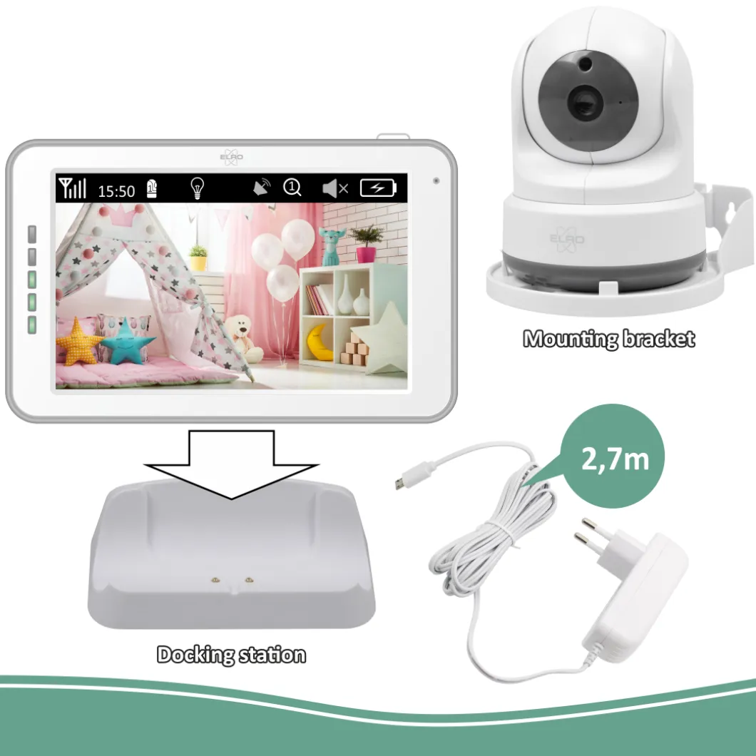 ELRO Baby Monitor Royale Hd Babyfoon Met 12,7 Cm Touchscreen En App - Met Drie Extra Babyfoons (Bc3000-4)