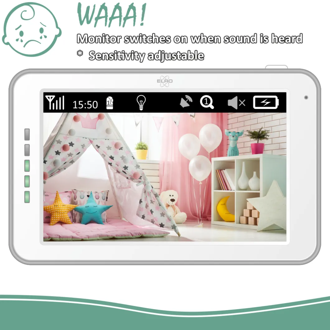 ELRO Baby Monitor Royale Hd Babyfoon Met 12,7 Cm Touchscreen En App - Met Extra Babyfoon (Bc3000-2)