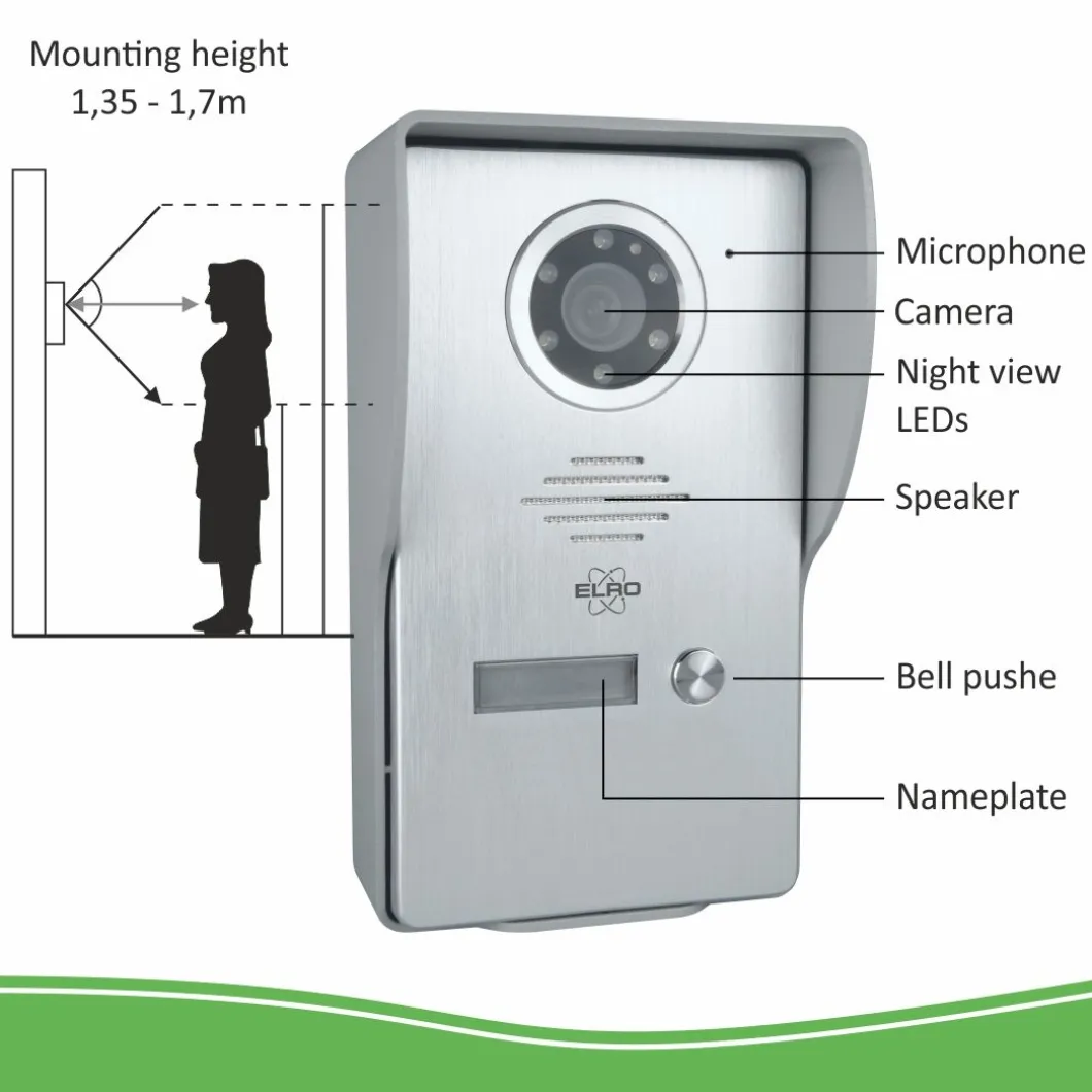 ELRO Bedraad Color Night Vision Deur Intercom Systeem Met Video (Dv477W)