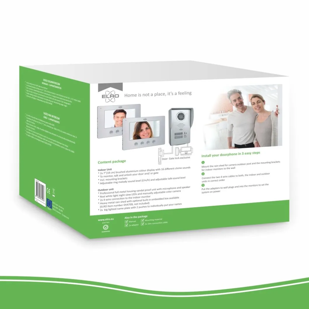 ELRO Bedraad Color Night Vision Deur Intercom Systeem Met Video – Twee Monitors (Dv477W2)