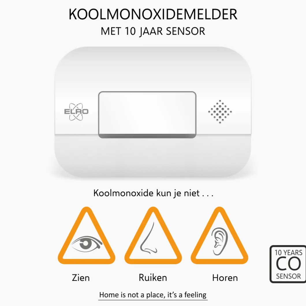 ELRO Brandpreventieset - 2X Rookmelder Met 5 Jaar Batterij En Magneetmontage - Co Melder Met 10 Jaar Sensor - Blusdeken Hardcover 1,2M X 1,2M (Ff0404)
