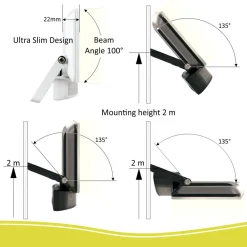 ELRO Design Led Buitenlamp Met Bewegingsmelder 20W - Wit (Lf5020P)