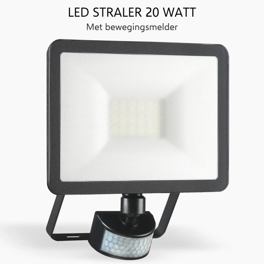 ELRO Design Led Buitenlamp Met Bewegingssensor - 20W – 1600Lm – Ip54 Waterdicht - Zwart (Lf60-20-P-B)