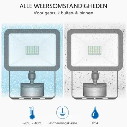 ELRO Design Led Buitenlamp Met Bewegingssensor - 20W – 1600Lm – Ip54 Waterdicht - Zwart (Lf60-20-P-B)