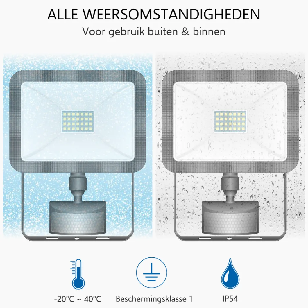 ELRO Design Led Buitenlamp Met Bewegingssensor - 20W – 1600Lm – Ip54 Waterdicht - Zwart (Lf60-20-P-B)
