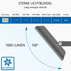 ELRO Design Led Buitenlamp Met Bewegingssensor - 20W – 1600Lm – Ip54 Waterdicht - Zwart (Lf60-20-P-B)