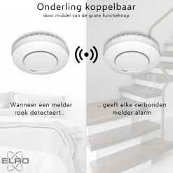 ELRO Draadloos Koppelbare Rookmelders - Met Hittesensor - Voldoet Aan Europese Norm En14604 - 2 Pack (Fz5002R)