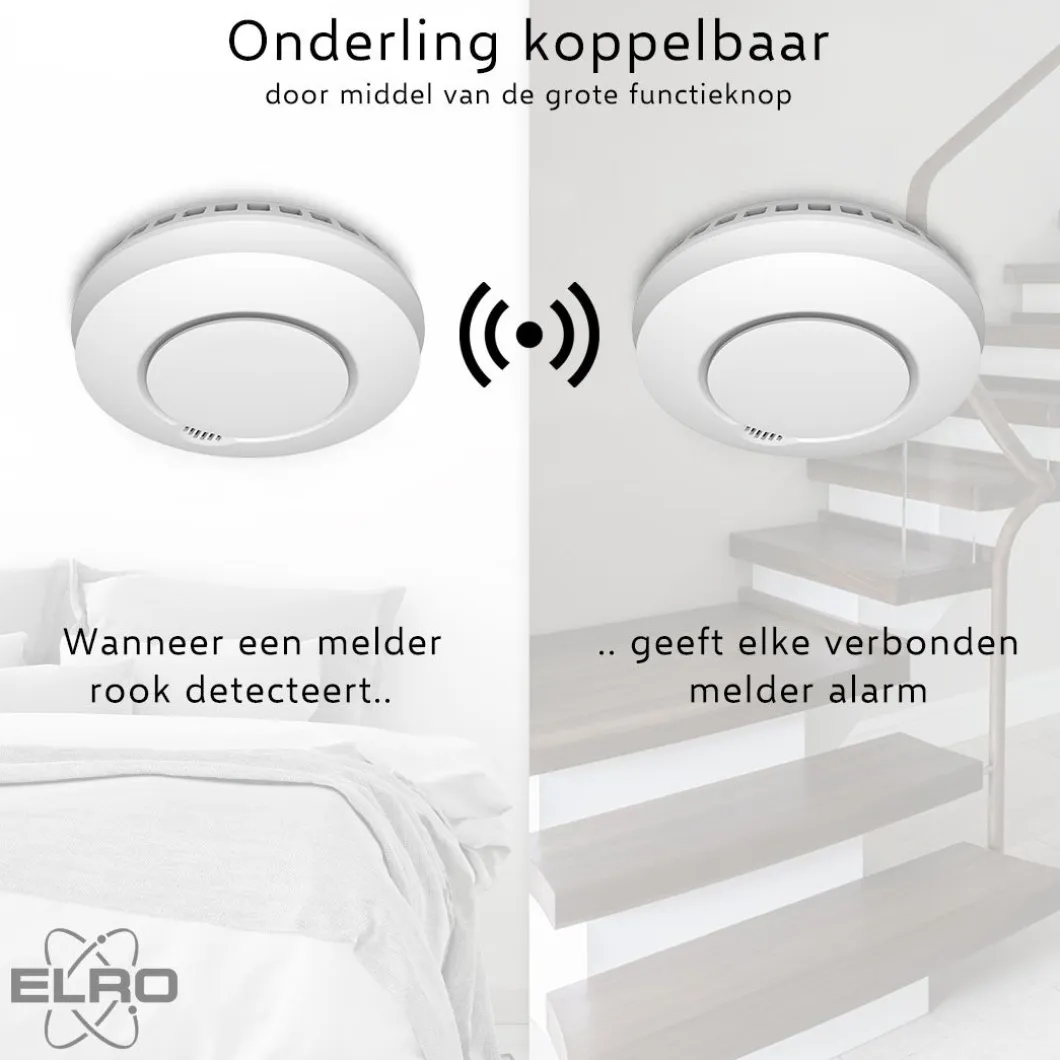 ELRO Draadloos Koppelbare Rookmelders - Met Hittesensor - Voldoet Aan Europese Norm En14604 - 2 Pack (Fz5002R)