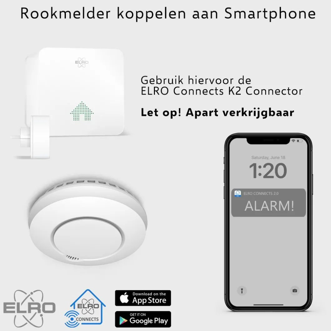 ELRO Draadloos Koppelbare Rookmelders - Met Hittesensor - Voldoet Aan Europese Norm En14604 - 2 Pack (Fz5002R)