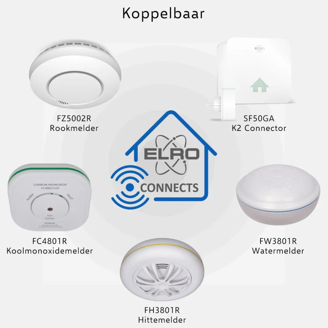 ELRO Draadloos Koppelbare Rookmelders - Met Hittesensor - Voldoet Aan Europese Norm En14604 - 2 Pack (Fz5002R)