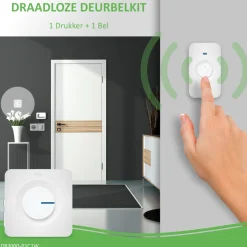 ELRO Draadloze Deurbel Set – Met Ontvanger Op Batterij - Wit (Db3000-P1C1W)