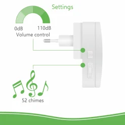 ELRO Draadloze Deurbel Set – 2X Plug-In Ontvanger - Wit (Db3000Pl-P1C2W)