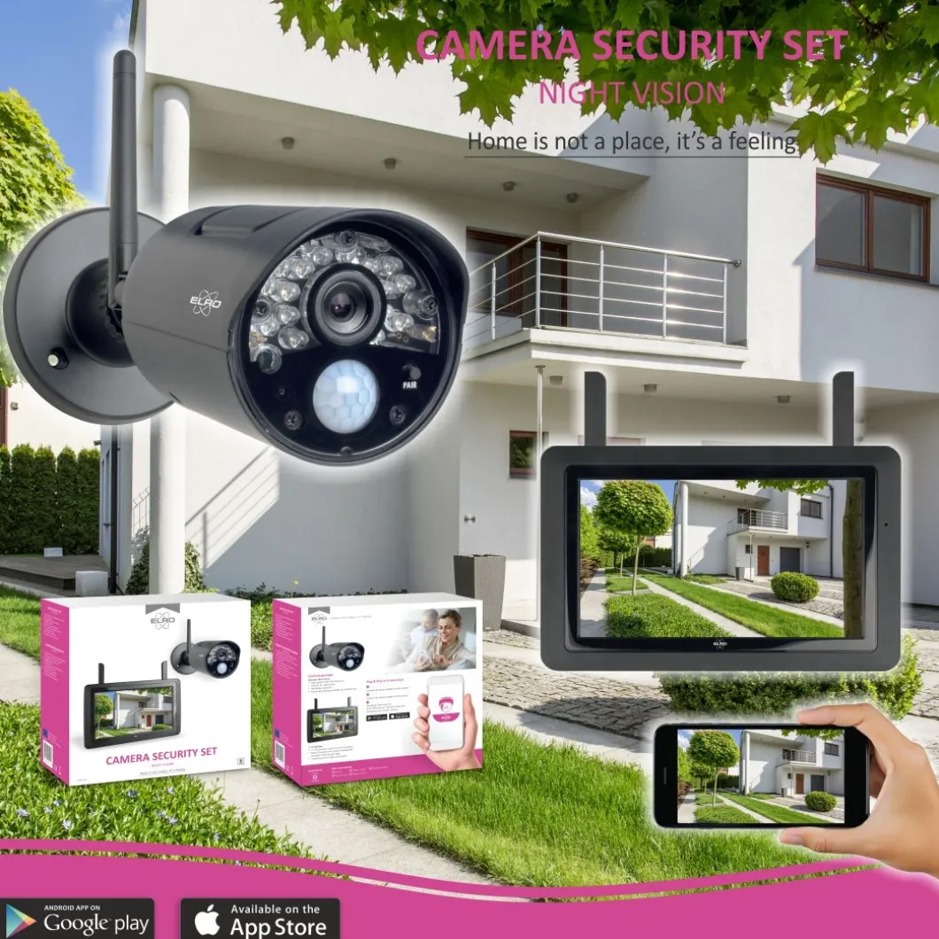 ELRO Draadloze Hd Beveiligingscamera Set Met 7" Scherm En App (Cz30Rips)