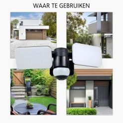 ELRO Duo Led Buitenlamp Met Bewegingssensor – 2X 10W – 1200Lm – Ip54 Waterdicht - Zwart (Lf70-20-P)