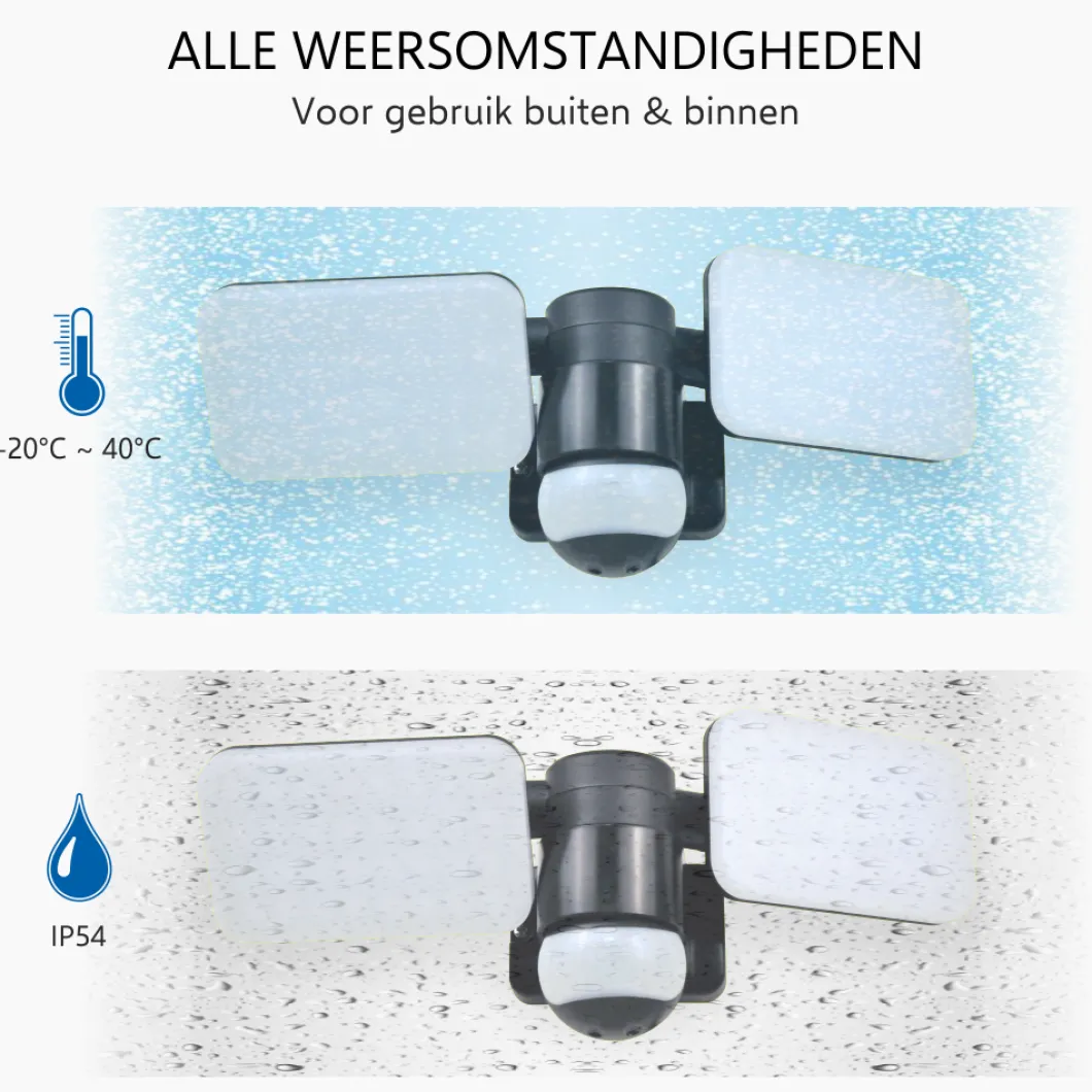 ELRO Duo Led Buitenlamp Met Bewegingssensor – 2X 10W – 1200Lm – Ip54 Waterdicht - Zwart (Lf70-20-P)