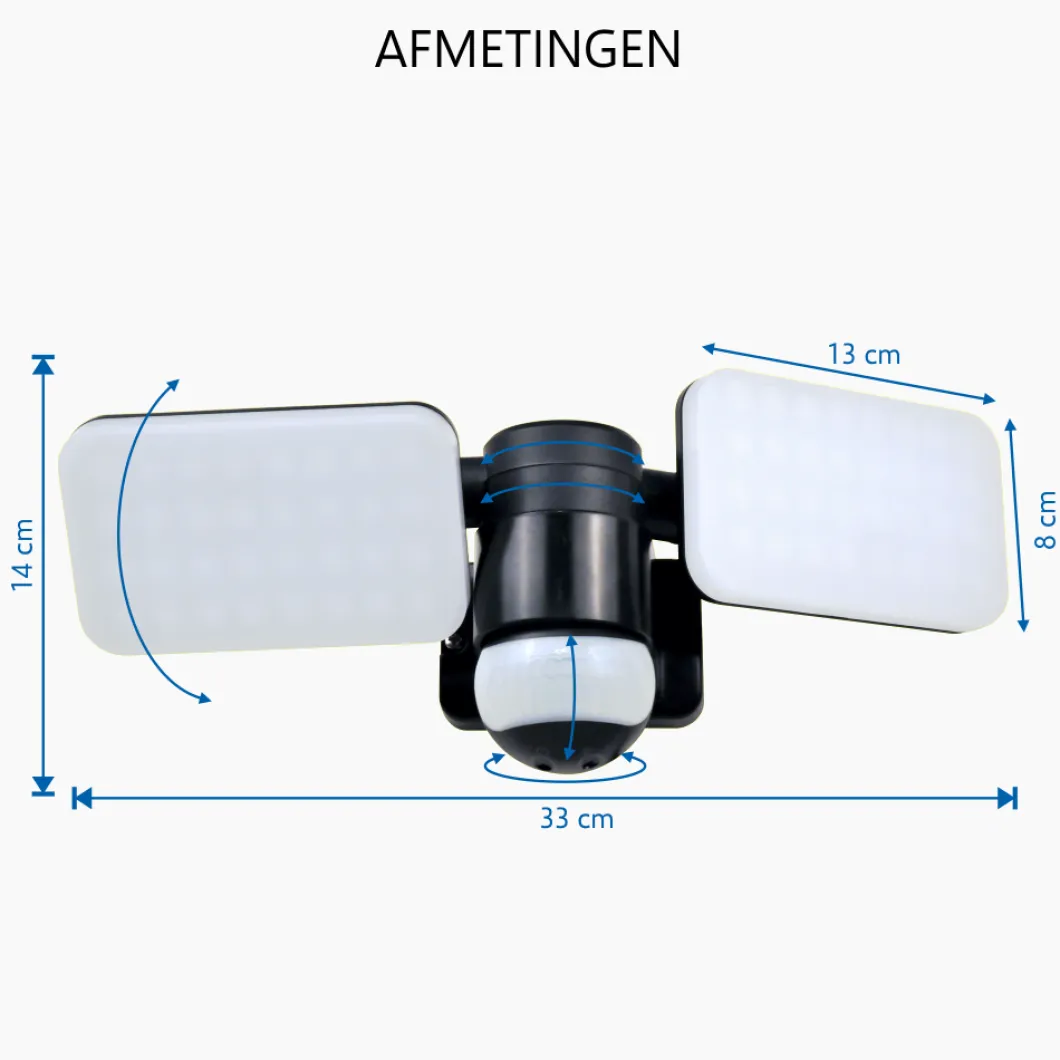 ELRO Duo Led Buitenlamp Met Bewegingssensor – 2X 10W – 1200Lm – Ip54 Waterdicht - Zwart (Lf70-20-P)