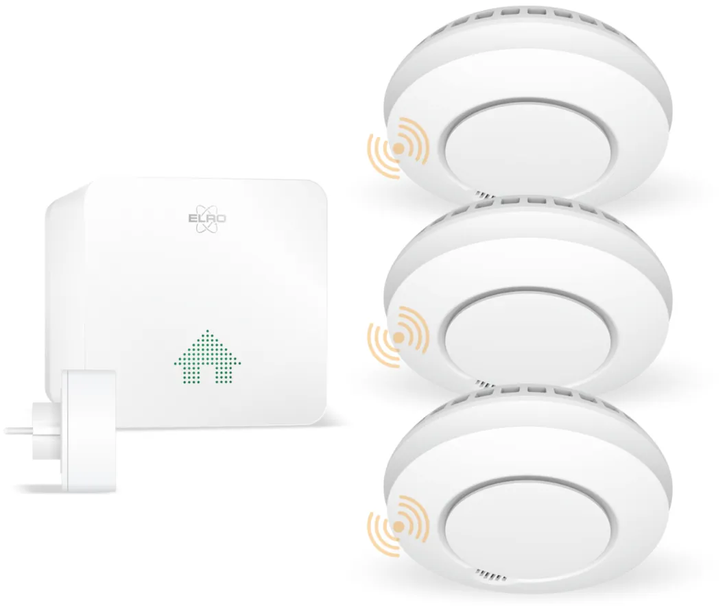 ELRO Connects Rookmelder Kit - Complete Set Met K2 Connector En 3X Draadloos Koppelbare Rookmelder (Sf500S)
