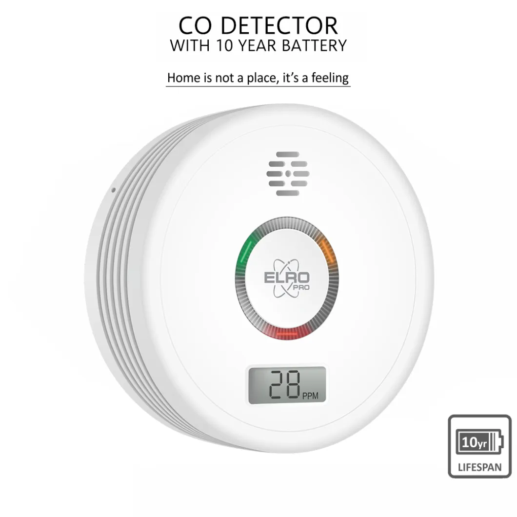 ELRO Pro Design Koolmonoxidemelder Met 10 Jaar Batterij - Automatische Zelftest - Voldoet Aan Europese Norm En50291 (Pk4910)
