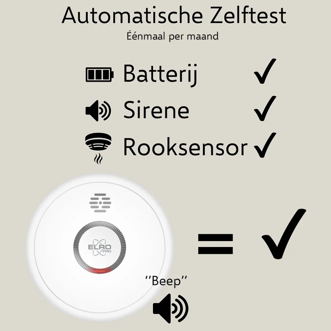 ELRO Pro Design Rookmelder Met Automatische Zelftest En 10 Jaar Batterij (Ps4910)