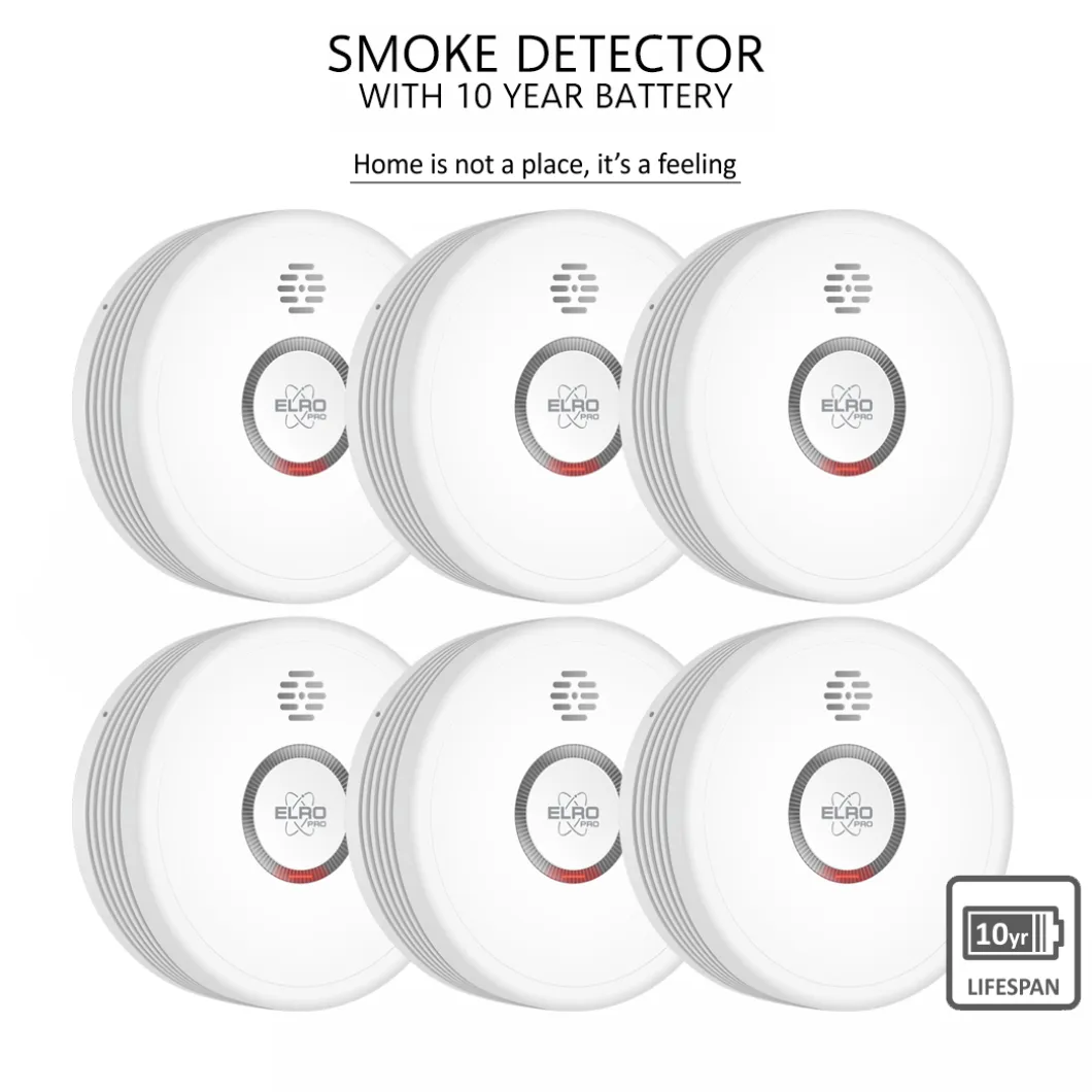ELRO Pro Design Rookmelder Met Automatische Zelftest En 10 Jaar Batterij - 6 Stuks (Ps4910)