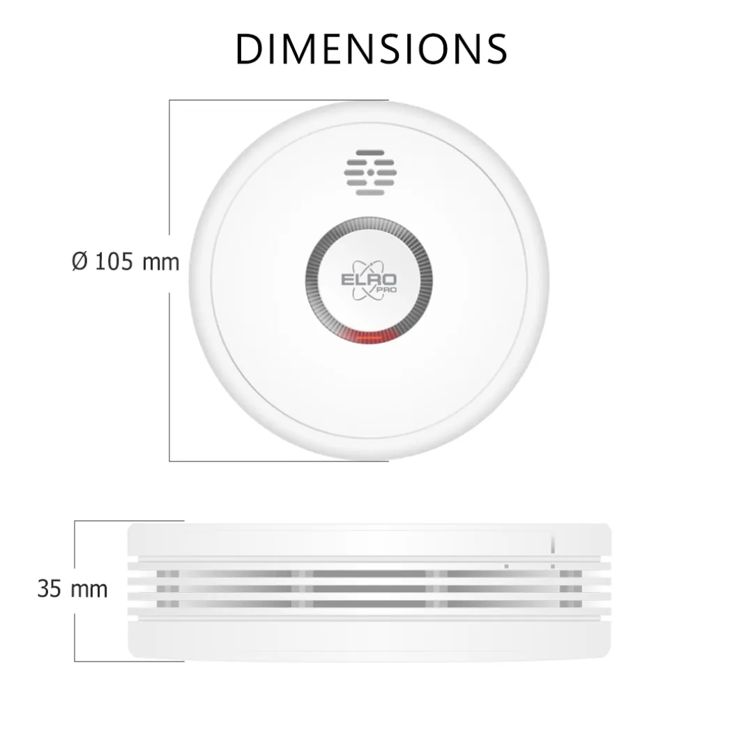 ELRO Pro Design Rookmelder Met Automatische Zelftest En 10 Jaar Batterij - 6 Stuks (Ps4910)