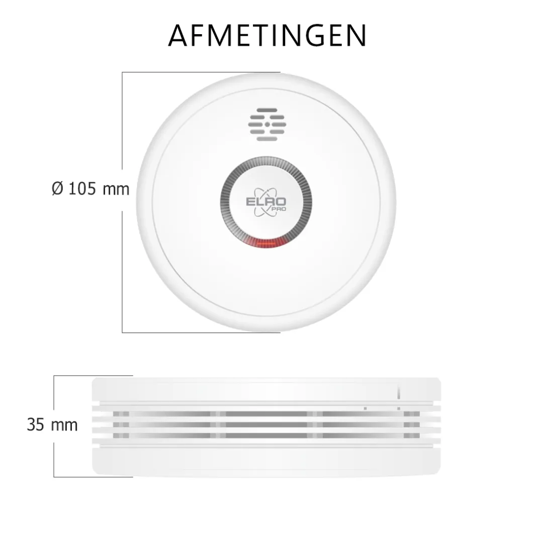 ELRO Pro Design Rookmelder Met Automatische Zelftest En 10 Jaar Batterij - 6 Stuks (Ps4910)