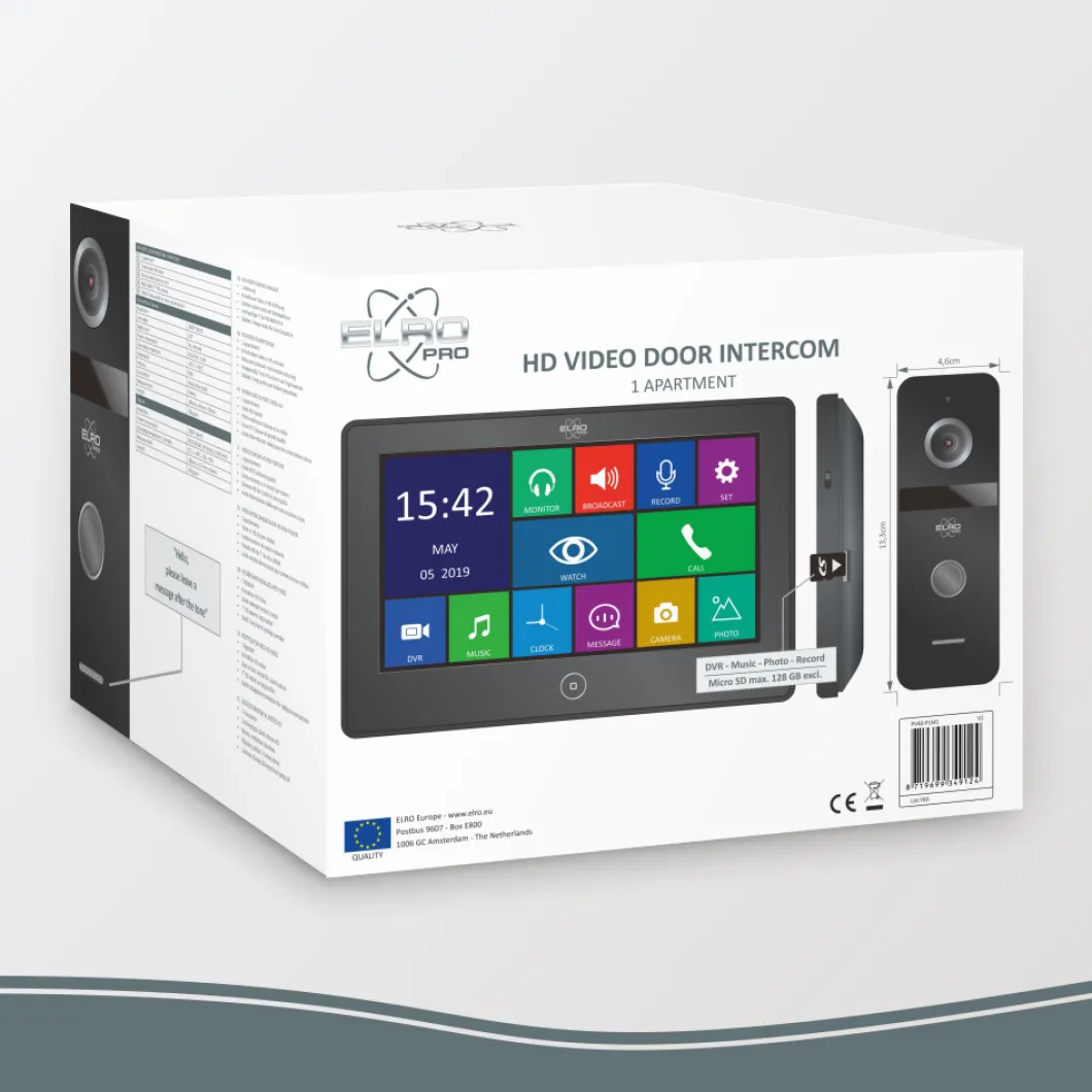 ELRO Pro Pv40 Full Hd Video Deur Intercom Systeem Met Extra Monitor (Pv40)
