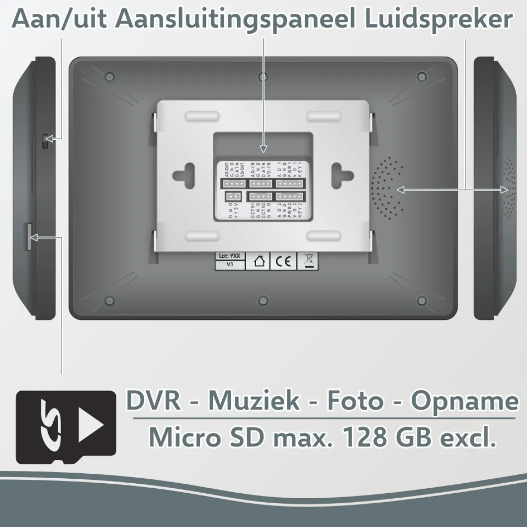 ELRO Pro Pv40 Full Hd Video Deur Intercom Systeem Met Extra Monitor (Pv40)