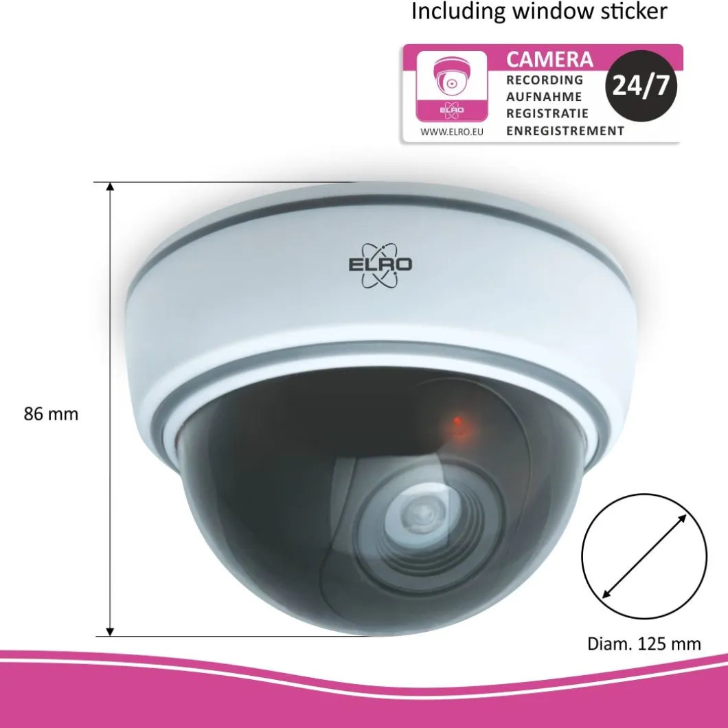 ELRO Indoor Dummy Dome Camera Met Flash Light - 4 Pack (Cdd15F)