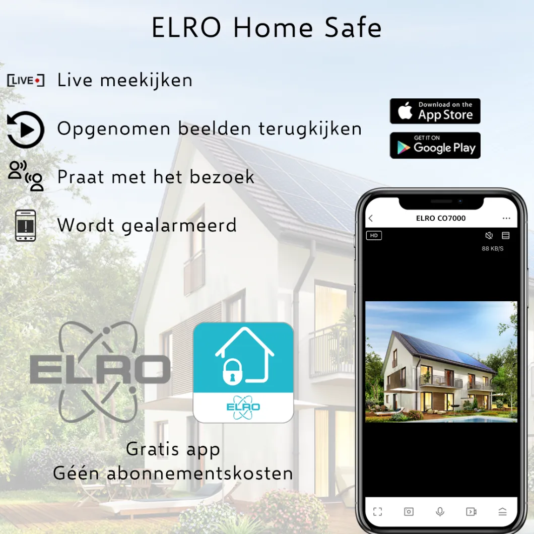 ELRO Outdoor Wifi Ip Beveiligingscamera Met Bewegingsmelder En Nachtzicht – Full Hd 1080P Bewakingscamera – Ip66 Waterdicht (Co7000)
