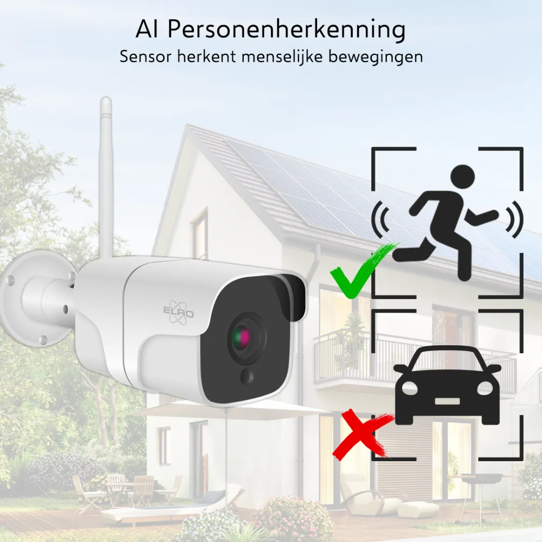 ELRO Outdoor Wifi Ip Beveiligingscamera Met Bewegingsmelder En Nachtzicht – Full Hd 1080P Bewakingscamera – Ip66 Waterdicht (Co7000)