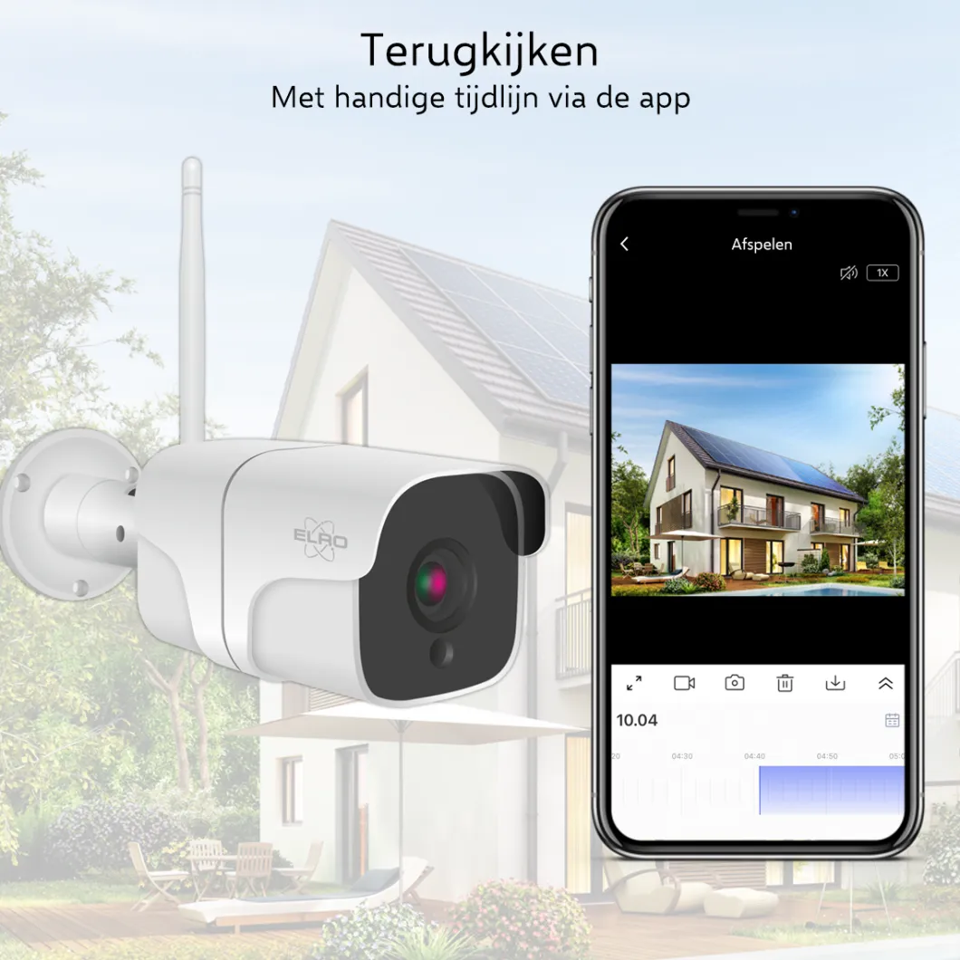 ELRO Outdoor Wifi Ip Beveiligingscamera Met Bewegingsmelder En Nachtzicht – Full Hd 1080P Bewakingscamera – Ip66 Waterdicht (Co7000)