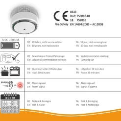 ELRO Rookmelder Compact Design 10 Jaar Batterij - Voldoet Aan En 14604 - 6 Stuks (Fs8010)