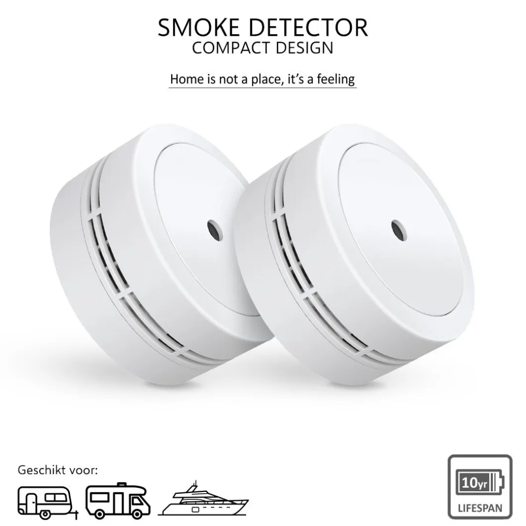 ELRO Rookmelder - Compact Design Met 10 Jaar Batterij - Geschikt Voor In Caravan, Camper En Boot - 2 Pack (Fs7810)