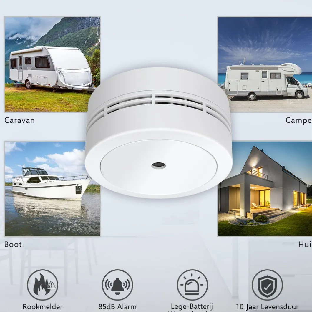 ELRO Rookmelder - Compact Design Met 10 Jaar Batterij - Geschikt Voor In Caravan, Camper En Boot - 2 Pack (Fs7810)