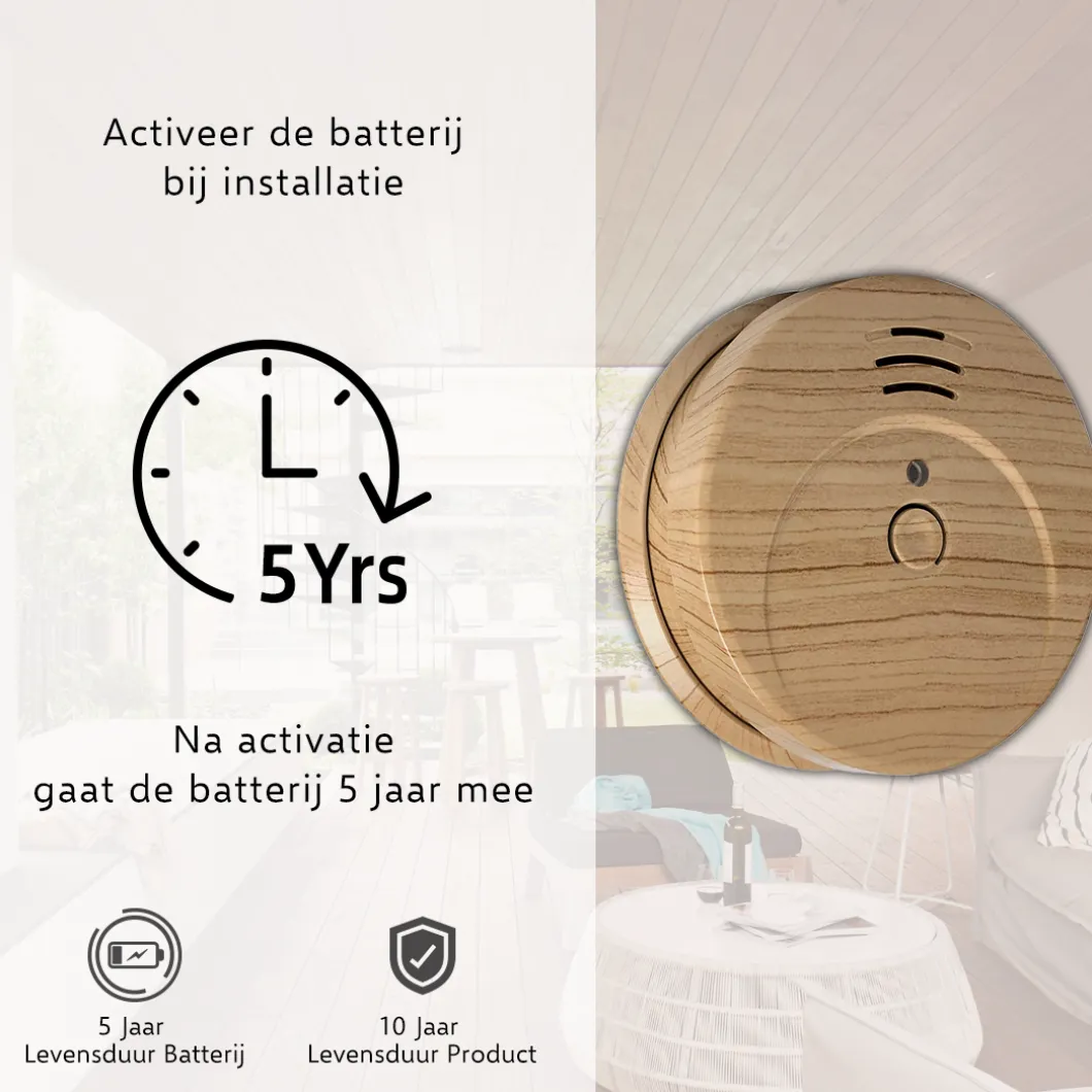 ELRO Rookmelder Met Hout Look En 5 Jaar Batterij - 2-Pack (Fs1605)