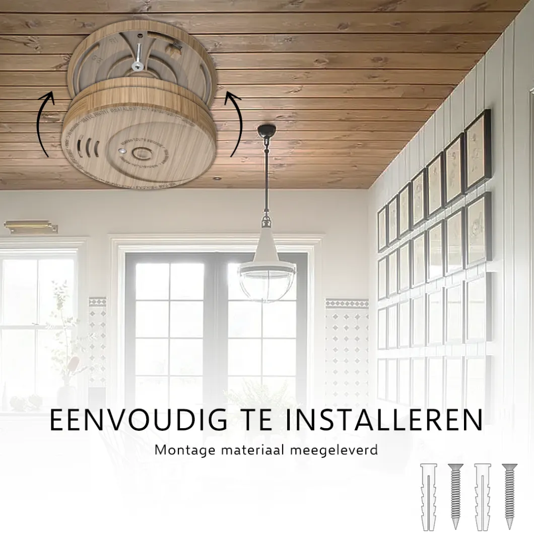 ELRO Rookmelder Met Hout Look En 5 Jaar Batterij - 2-Pack (Fs1605)