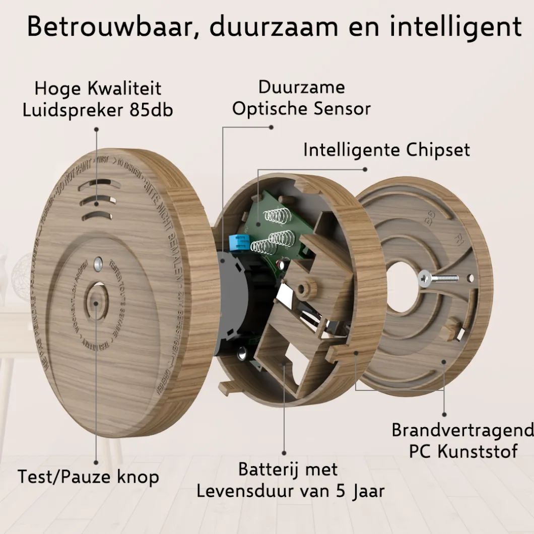 ELRO Rookmelder Met Hout Look En 5 Jaar Batterij - 2-Pack (Fs1605)