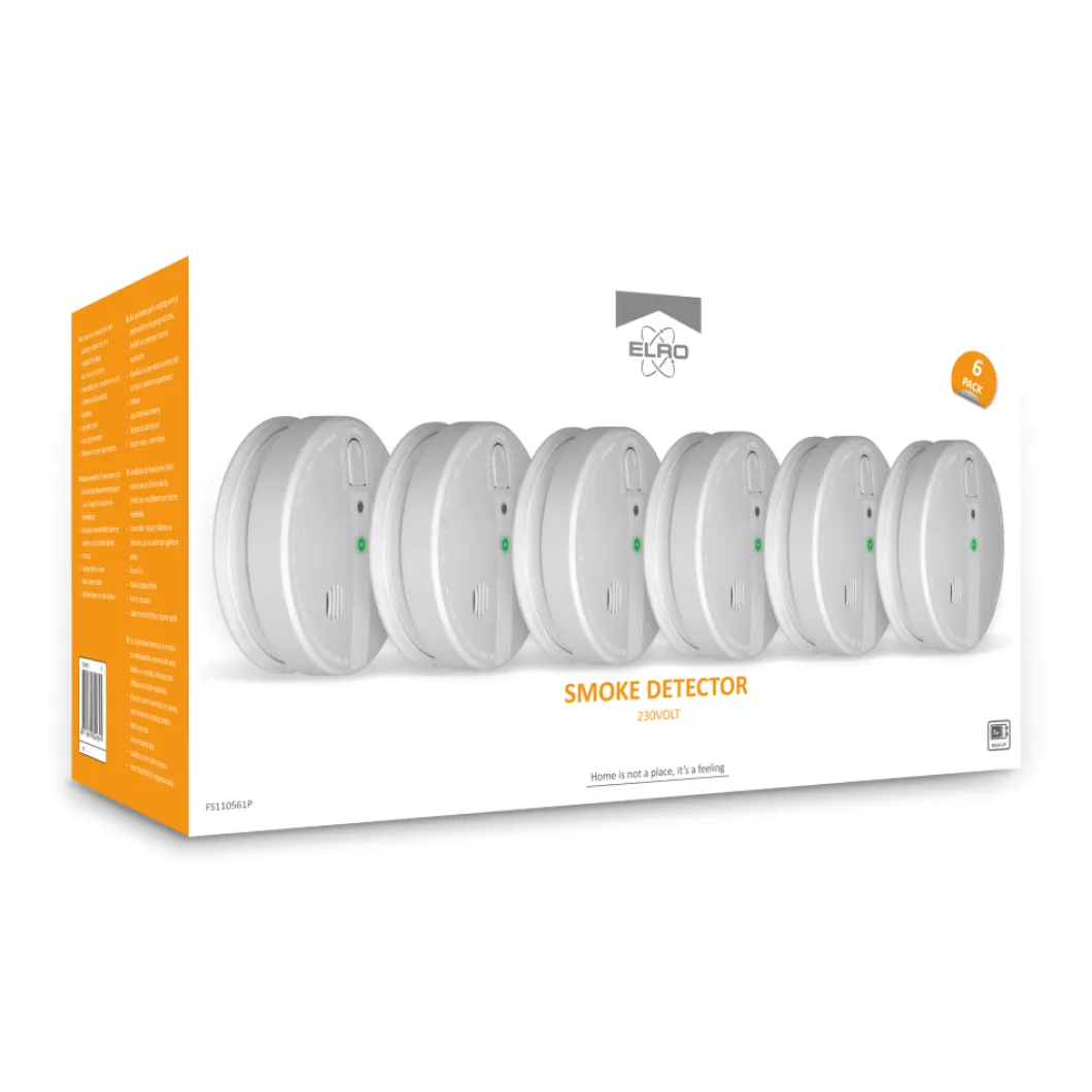 ELRO Rookmelder 230V - 5 Jaar Back-Up Batterij - 6 Pack (Fs1105P)