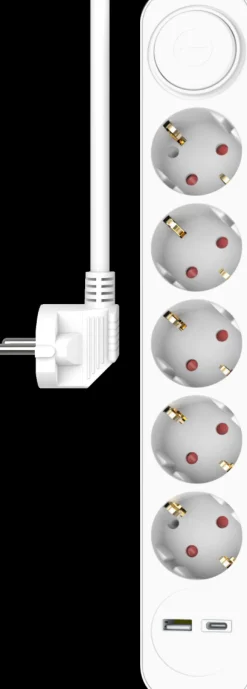 ELRO Stekkerdoos 7-Voudig Met 1,5M Snoer En Schakelaar – 5X Stopcontact + Usb + Usb-C – Kinderbeveiliging – Randaarde Stekker – Max. 3680W – Tuv Getest (Es305)
