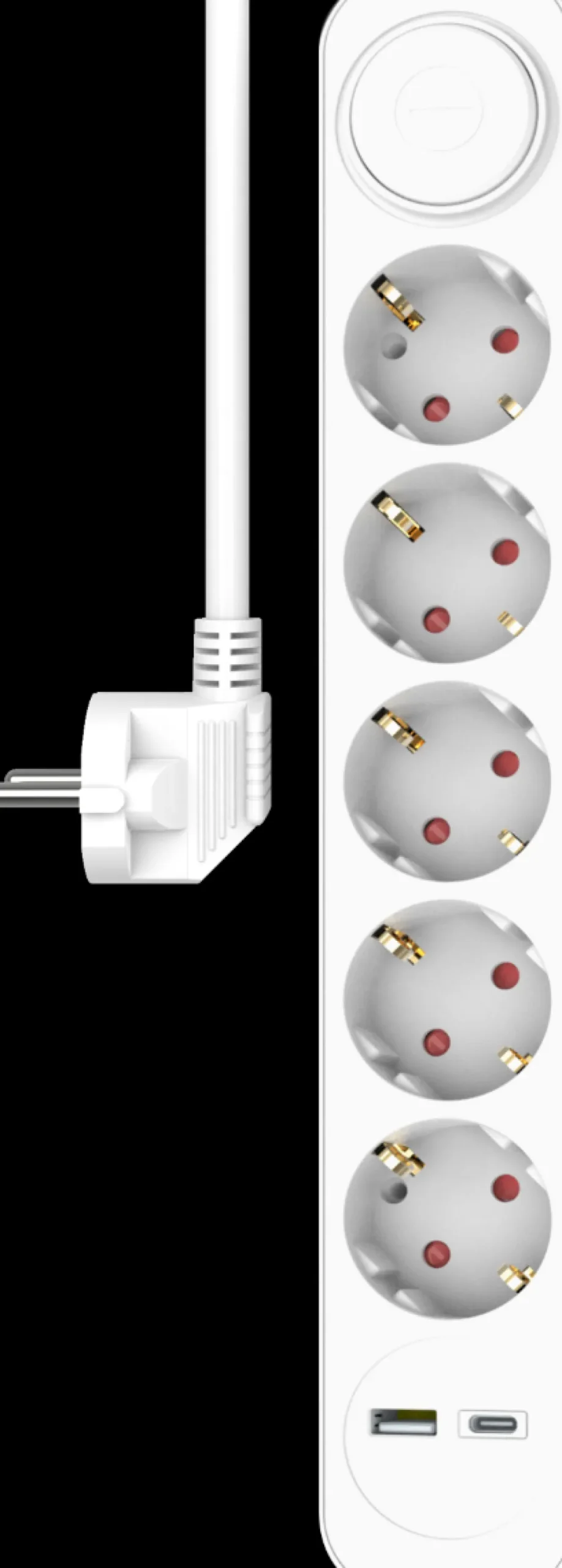 ELRO Stekkerdoos 7-Voudig Met 1,5M Snoer En Schakelaar – 5X Stopcontact + Usb + Usb-C – Kinderbeveiliging – Randaarde Stekker – Max. 3680W – Tuv Getest (Es305)