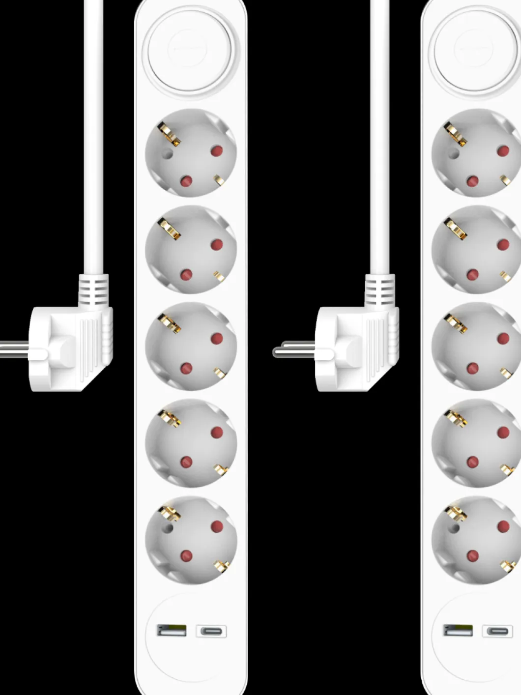 ELRO Stekkerdoos 7-Voudig Met 1,5M Snoer En Schakelaar – 5X Stopcontact + Usb + Usb-C – Kinderbeveiliging – Randaarde Stekker – Max. 3680W – Tuv Getest | 2-Pack (Es305)