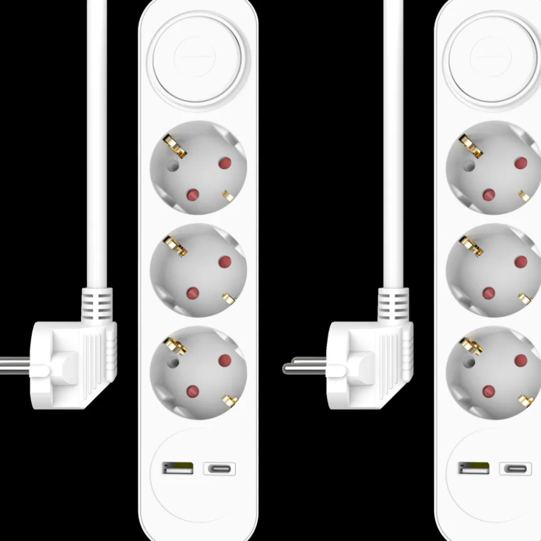 ELRO Stekkerdoos 5-Voudig Met 1,5M Snoer En Schakelaar – 3X Stopcontact + Usb + Usb-C – Kinderbeveiliging – Randaarde Stekker – Max. 3680W – Tuv Getest | 2-Pack (Es303)