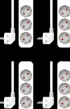 ELRO Stekkerdoos 3-Voudig Met 1,5M Snoer – Kinderbeveiliging – Randaarde Stekker – Max. 3680W – Tuv Getest | 4-Pack (Es103)