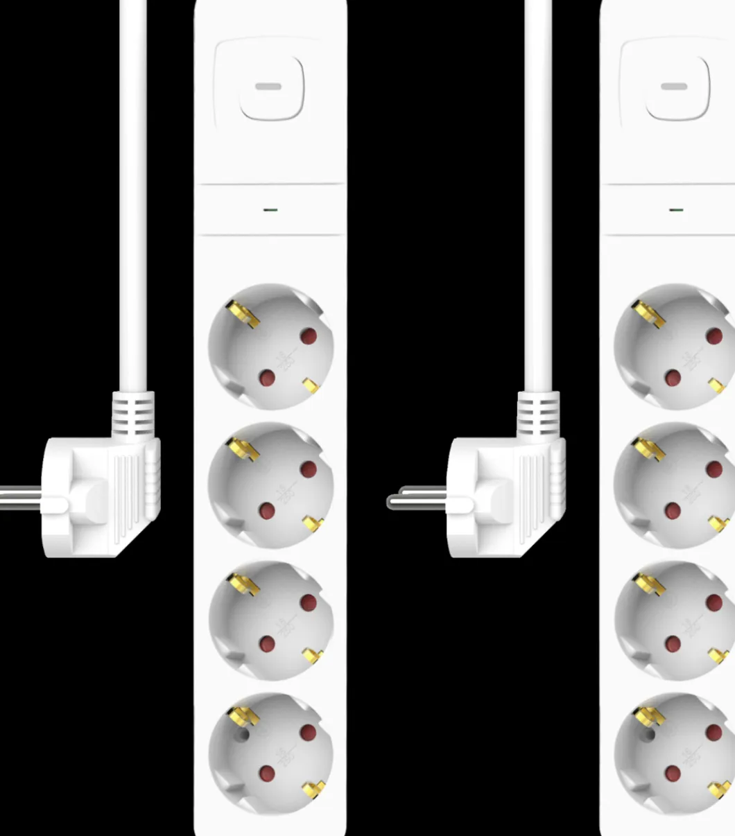 ELRO Stekkerdoos 4-Voudig Met Overspanningsbeveiliging - 1,5M Snoer En Schakelaar – Kinderbeveiliging – Randaarde Stekker – Max. 3680W – Tuv Getest | 2-Pack (Es704)