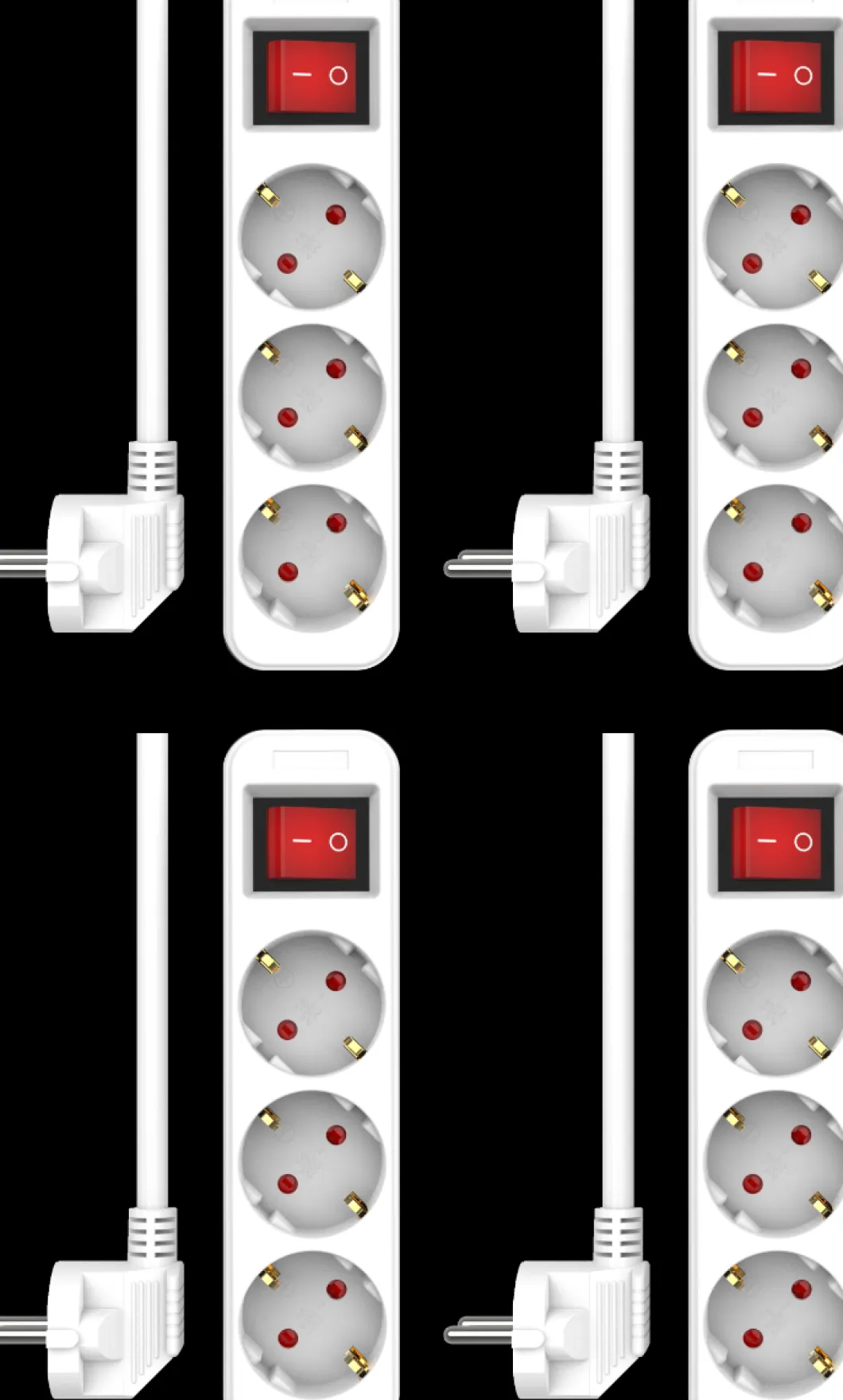 ELRO Stekkerdoos 3-Voudig Met Schakelaar En 1,5M Snoer – Kinderbeveiliging – Randaarde Stekker – Max. 3680W – Tuv Getest | 4-Pack (Es103S)