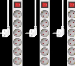 ELRO Stekkerdoos 6-Voudig Met Schakelaar En 1,5M Snoer – Kinderbeveiliging – Randaarde Stekker – Max. 3680W – Tuv Getest | 3-Pack (Es106S)