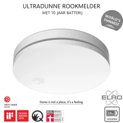 ELRO Ultra Dunne Rookmelder Met 10 Jaar Batterij - Voldoet Aan Europese Norm En14604 (Fs4610)