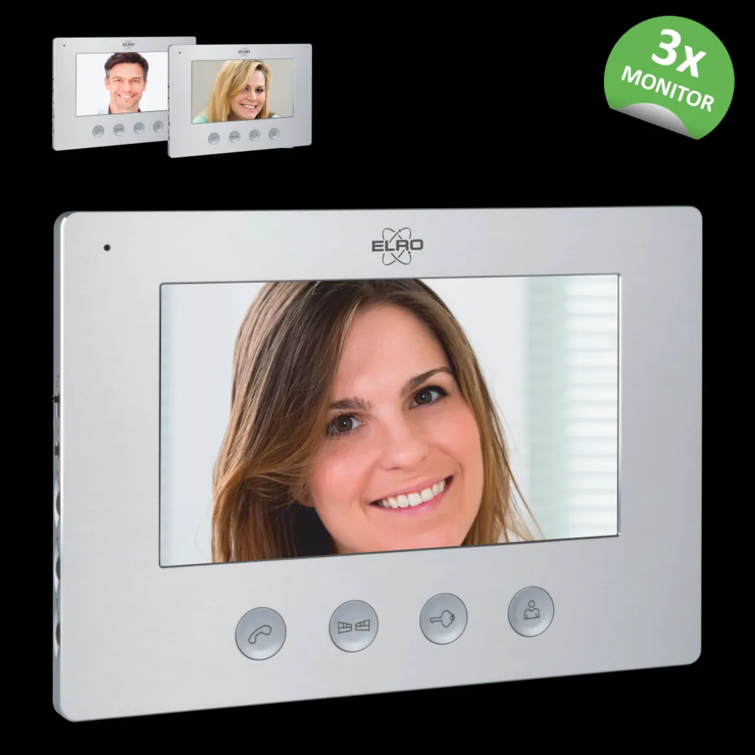 ELRO Video Deur Intercom - 3 Appartementen - Met 3 X 7 Inch Kleurenscherm (Dv477W3)