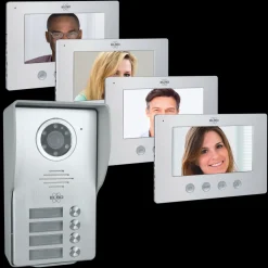 ELRO Video Deur Intercom - 4 Appartementen - Met 4 X 7 Inch Kleurenscherm (Dv477W4)